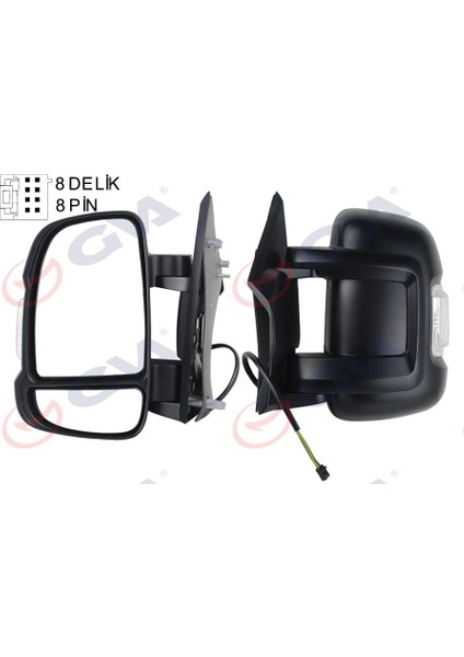 Dış Dikiz Aynası Sol Ducato-Boxer-Jumper 06 Elektrikli Isıtmalı Sinyalli Kısa Kol Konveks 8 Fiş VM-6201EHL 735424423-735480934-8153.Y8