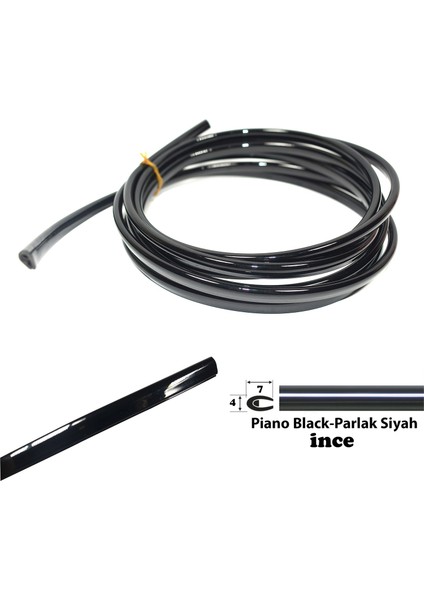 U Tip Geçmeli Krom Nikelaj Şerit Piano Black Siyah Ince 1 Metre modelleri