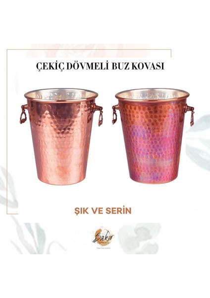 Elite Bakır Buz Kovası Çekiç Dövmeli Bakır Renk 1 Adet