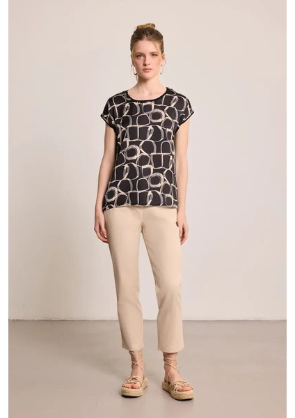 Geometrik Desen T-Shirt - Siyah fiyatları