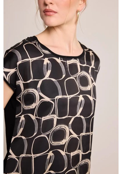 Geometrik Desen T-Shirt - Siyah modelleri