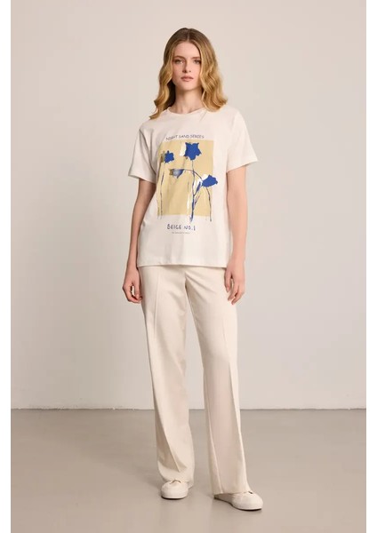Çiçek Baskılı T-Shirt - Ekru fiyatları