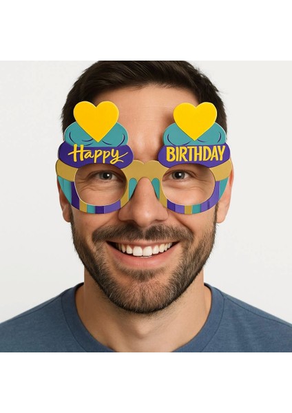 Cupcake Temalı Doğum Günü Renkli Karton Happy Birthday Gözlüğü 6 Adet fiyatları