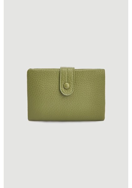 Düğme Detaylı Mini Cüzdan - Yeşil