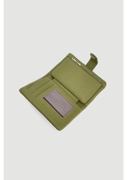 Düğme Detaylı Mini Cüzdan - Yeşil