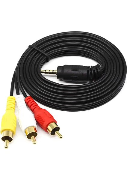 3.5mm To 3xrca Av Kablo 1.5m Kısa Jackli Ses Görüntü Kablosu Discman Tv Uyumlu fırsatları