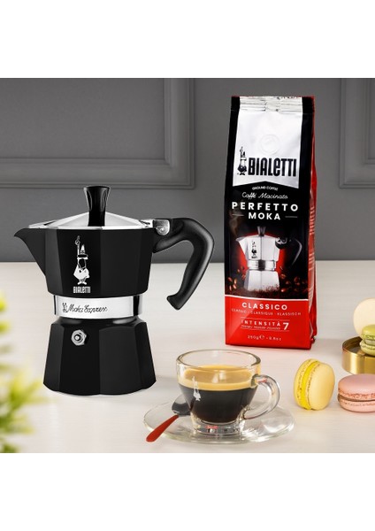 Moka Express Siyah 6 Cup ( Moka Express 6 Cup Black Aluminum Moka Pot)