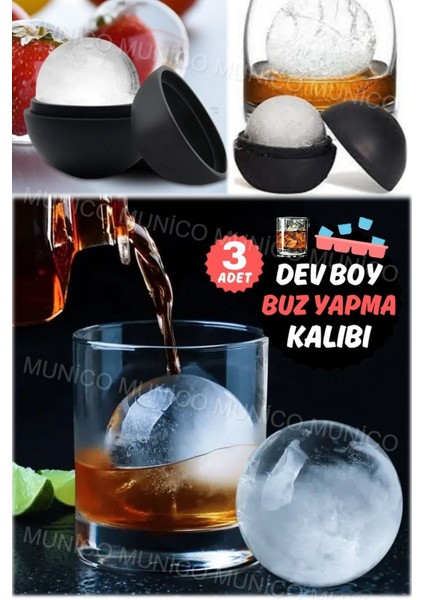Elite 3 Adet Kokteyllerden Viskiye Her Içkiyi Içinize En Iyi Şekilde Yansıtan Buz Küpü Yuvarlak Kalite 1 Adet