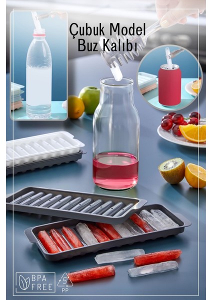 Elite 11 Bölmeli Çubuk Model Buz Kalıbı - Antrasit 1 Adet