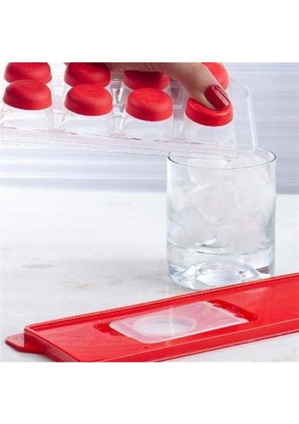 Elite Buffer® 12LI Kapaklı Yapışmaz Silikon Tabanlı Plastik Küp Buz Kalıbı 1 Adet