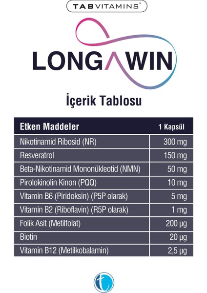 Longawin 30 Bitkisel Kapsül NR Nikotinamid Ribosid NMN Resveratrol PQQ