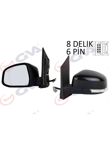 Diş Dikiz Aynasi Sol Focus 08 Elektrikli Isitmali Sinyalli Asferik 6 Fiş VM-6304EHAL Gnzrz