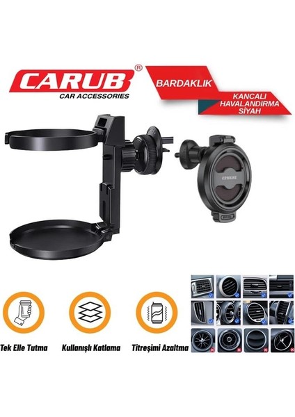 Carub Bardaklık Katlanır Otomatik Monteli Siyah