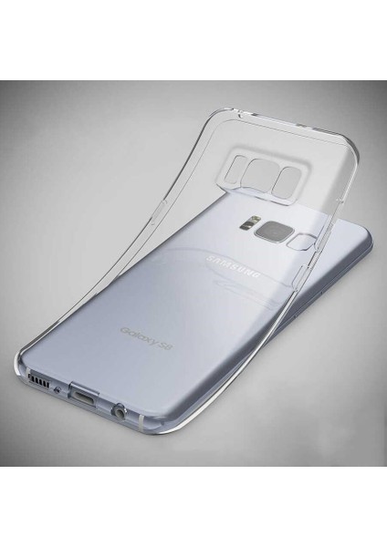 Galaxy S8 Kılıf Crcr Kamera Korumalı Süper Silikon Kapak-Renksiz