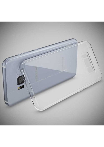 Galaxy S8 Kılıf Crcr Kamera Korumalı Süper Silikon Kapak-Renksiz