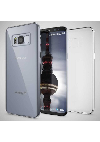 Galaxy S8 Kılıf Crcr Kamera Korumalı Süper Silikon Kapak-Renksiz