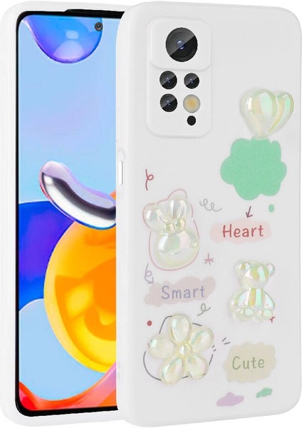 Xiaomi Redmi Note 12 Pro 4g Kılıf Kabartma Figürlü Parlak Crcr Toys Silikon Kapak-Beyaz