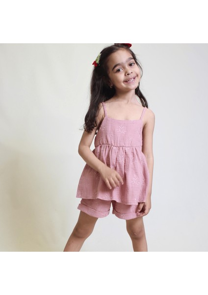 Kız Çocuk Şortlu Takım – Müslin Kumaş modelleri