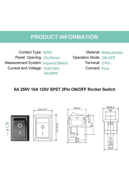 KCD1-101 Işıksız Spst 2pin On-Off Mini Aç Kapa Anahtar Kırmızı 250V/6A - 200 Adet fırsatları