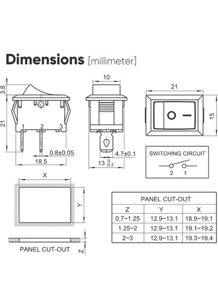 KCD1-101 Işıksız Spst 2pin On-Off Mini Aç Kapa Anahtar Kırmızı 250V/6A - 200 Adet indirimleri
