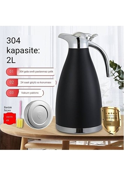 Garden Paslanmaz Çelik Vakum Yalıtımlı Su Isıtıcısı Çift Katmanlı Termos Avrupa Cezve Ev Sıcak Su Şişesi Hediye 2l Soğuk Su Isıtıcısı (Yurt Dışından)
