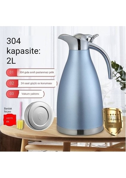 Garden Paslanmaz Çelik Vakum Yalıtımlı Su Isıtıcısı Çift Katmanlı Termos Avrupa Cezve Ev Sıcak Su Şişesi Hediye 2l Soğuk Su Isıtıcısı (Yurt Dışından)