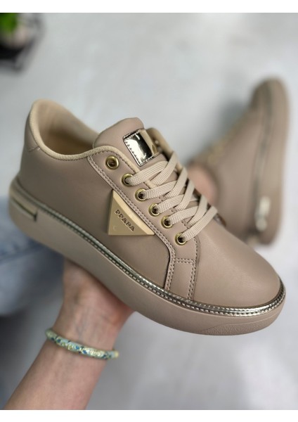 Günlük Kadın Spor Ayakkabı Ppada Model Gold Detaylı Bağcık Hafif Kalın Ortopedik Taban Sneaker 327
