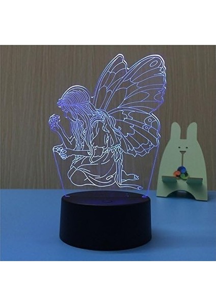 3D Melek Gece Lambası 16 Renk Değişimi LED Uzaktan Kumanda Co (Yurt Dışından)