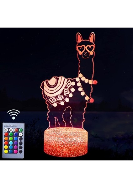 Unicorn Gece Lambası, 3D Illüzyon Lambası Unicorn Ligh Llama (Yurt Dışından)