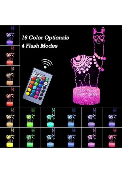 Unicorn Gece Lambası, 3D Illüzyon Lambası Unicorn Ligh Llama (Yurt Dışından) fiyatları