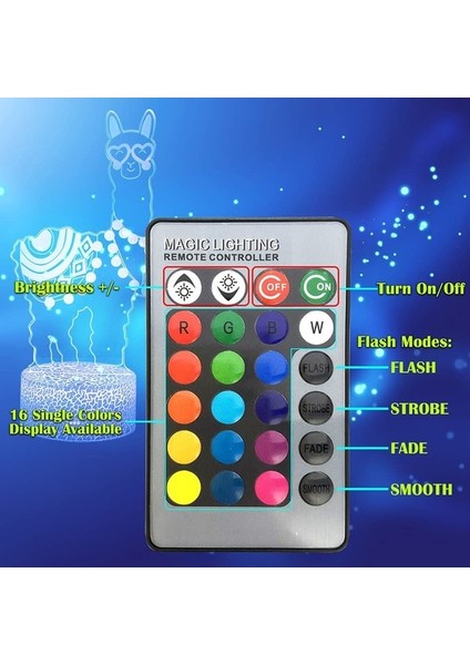 Unicorn Gece Lambası, 3D Illüzyon Lambası Unicorn Ligh Llama (Yurt Dışından) modelleri