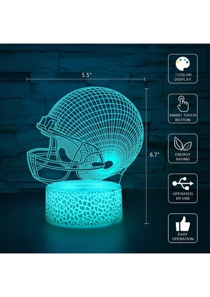 7 Renk 3D Illüzyon Işık Lambası Otomatik Kademeli Chang Kask Işığı (Yurt Dışından) fırsatları