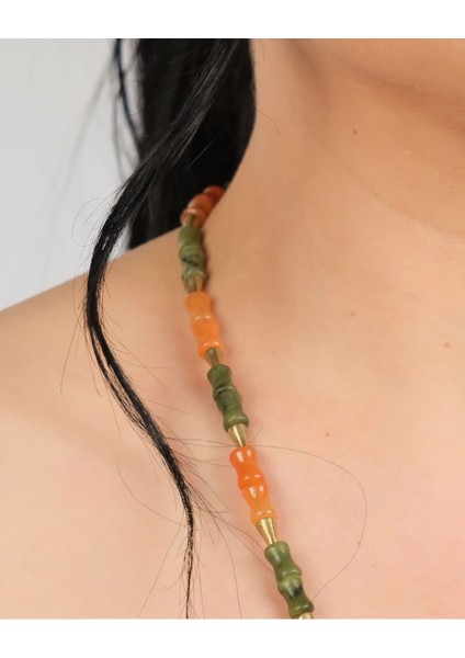 Bambu Kesim Yeşim-Akik Kolye · Bronz Ara Konikler ile Bohem Canlılık fırsatları