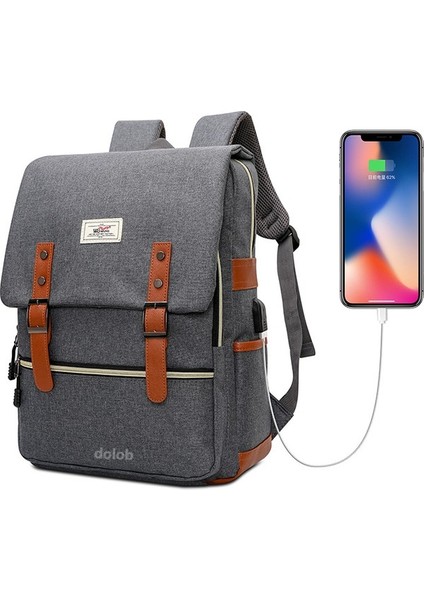 Erkekler ve Kadınlar Için Naylon Sırt Çantası, Büyük Kapasiteli USB Şarj Iş Moda Bilgisayar Sırt Çantası (Yurt Dışından)