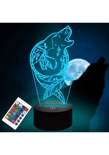 Wolf Dream Catcher Illusion 3D Lamba, Wolf G Ebeveyn (Yurt Dışından)