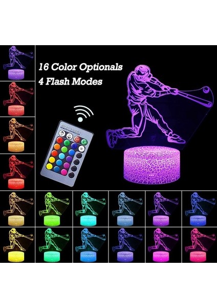 Unicorn Gece Lambası, 3D Illüzyon Lambası Unicorn Ligh Beyzbol Oyuncusu (Yurt Dışından) fiyatları