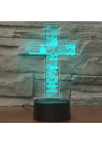 Gitar Optik Illusion 3D LED Sensör Gece Lambası Jesus Cross (Yurt Dışından)