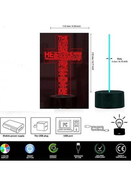Gitar Optik Illusion 3D LED Sensör Gece Lambası Jesus Cross (Yurt Dışından) modelleri