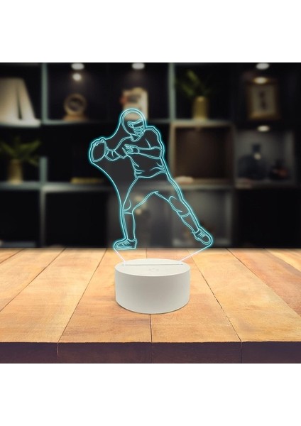 , Müzikli 3D Ledli Masa Lambası, Caz Trompet I 8" x 10" Beyaz Tabanlı Amerikan Futbolcusu Topu Fırlatıyor (Yurt Dışından) modelleri