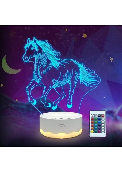 3D Gece Lambası, Uzaktan Kumandalı + Tou ile 3D Illüzyon Lambası (Yurt Dışından)