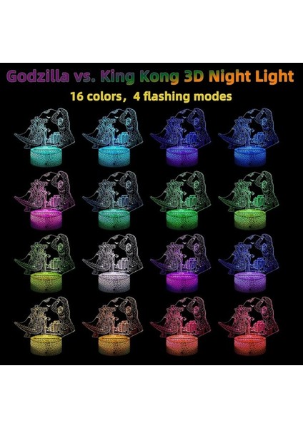 Godzilla Vs King Kong Oyuncakları-16 Renkli Kısılabilir ve C Ebeveyn (Yurt Dışından) modelleri