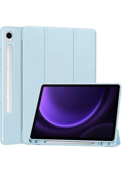 Samsung Galaxy Tab S9 Fe Deri Kılıf Üç Katlı Stant Kalem Yuvası Tablet Kapağı (Yurt Dışından)