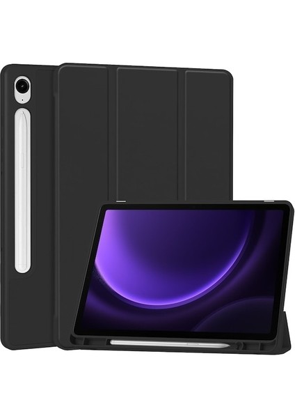 Samsung Galaxy Tab S9 Fe Deri Kılıf Üç Katlı Stant Kalem Yuvası Tablet Kapağı (Yurt Dışından)