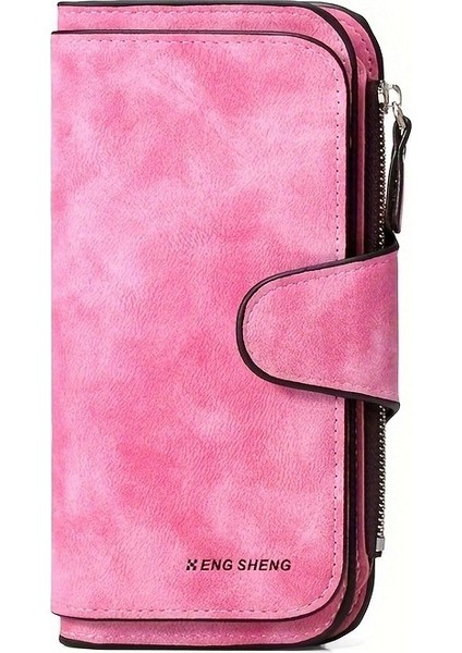 Retro Minimalist Kısa Cüzdan Düz Renk Debriyajlı Kredi Kartı Kılıfı Çoklu Kart Yuvalı Cüzdan (Yurt Dışından)