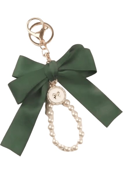 Moda Büyük Ilmek Şerit Inci Anahtarlık Kadın Çok Renkli Dıy Anahtar Kolye Asılı Süs Tatlı Çanta Aksesuarları (Yurt Dışından)