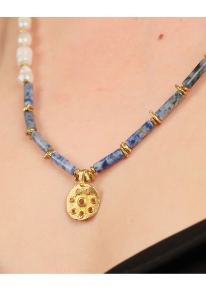 Sodalit & Inci Kolye · Bronz Lotus Tohumu Kolye Ucu