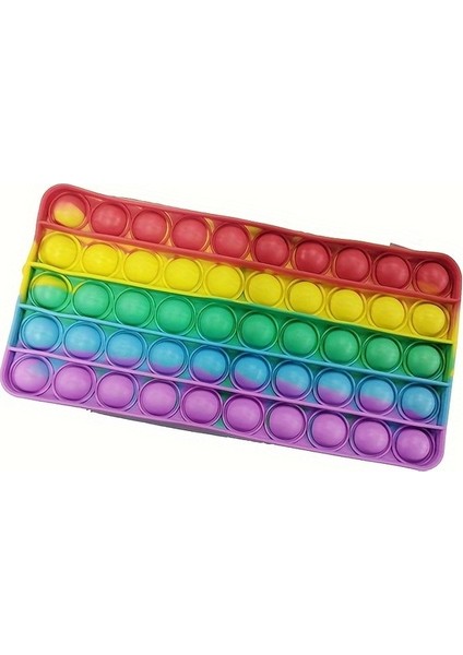 Silikon Büyük Kapasiteli Estetik Dayanıklı Gökkuşağı Tasarım Kalem Kutusu (Yurt Dışından)