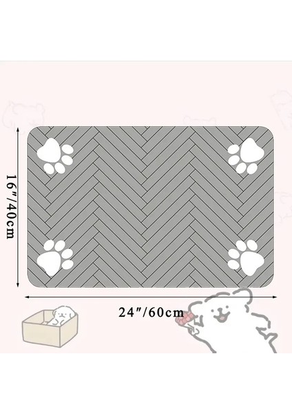 Pet Besleme Mat-Absorban Yiyecek ve Su Kasesi Için Pet Placemat, Su Geçirmez Kauçuk Desteği, Köpek Kedi Rengi Için Hızlı Kuru Su Mat: Gri 40X60CM (Yurt Dışından)