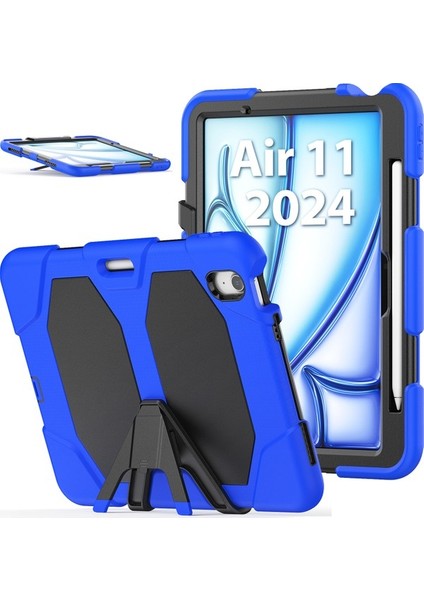 iPad Air 11 2024 Stand Pc + Dahili Ekran Koruyuculu Silikon Tablet Kapağı (Yurt Dışından)