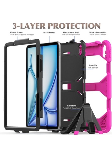 iPad Air 11 2024 Stand Pc + Dahili Ekran Koruyuculu Silikon Tablet Kapağı (Yurt Dışından) fırsatları